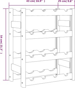 vidaXL Stojak na 16 butelek wina, brązowy, lite drewno sosnowe 7
