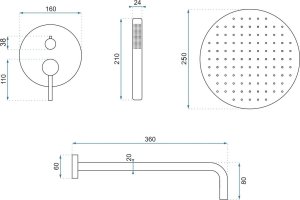 Rea Zestaw natryskowy podtynkowy REA Lungo CZARNA METALICZNA + BOX 7