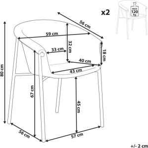 Beliani Zestaw 2 krzeseł do jadalni miętowy AMES 9