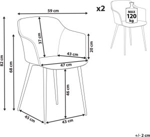 Beliani Zestaw 2 krzeseł do jadalni pomarańczowy ELIM 9