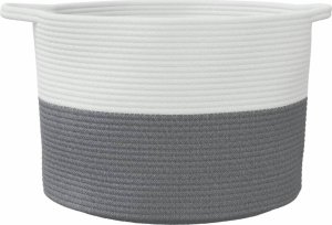 vidaXL vidaXL Kosz na pranie, szaro-biały, 55x36 cm, bawełna 4