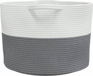 vidaXL vidaXL Kosz na pranie, szaro-biały, 55x36 cm, bawełna 5