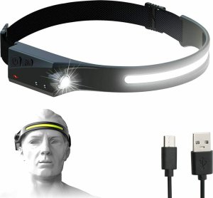 Latarka czołowa Hurtel Latarka czołowa czołówka LED z czujnikiem ruchu IPX4 USB-C 1200 mAh czarna Latarka czołowa czołówka LED z czujnikiem ruchu IPX4 USB-C 1200 mAh czarna 3