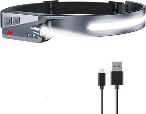 Latarka czołowa Hurtel Latarka czołowa czołówka LED z czujnikiem ruchu IPX4 USB-C 1200 mAh czarna Latarka czołowa czołówka LED z czujnikiem ruchu IPX4 USB-C 1200 mAh czarna 8