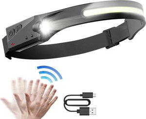 Latarka czołowa Hurtel Latarka czołowa czołówka LED z czujnikiem ruchu IPX4 USB-C 1200 mAh czarna Latarka czołowa czołówka LED z czujnikiem ruchu IPX4 USB-C 1200 mAh czarna 9