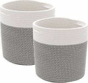 vidaXL vidaXL Kosze do przechowywania, 2 szt, szaro-białe, 28x28 cm, bawełna 2