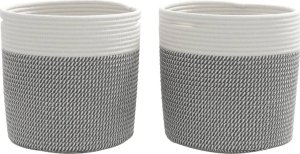 vidaXL vidaXL Kosze do przechowywania, 2 szt, szaro-białe, 28x28 cm, bawełna 4