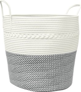 vidaXL vidaXL Kosz do przechowywania, szaro-biały, 43x38 cm, bawełna 2