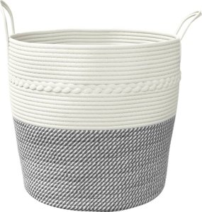 vidaXL vidaXL Kosz do przechowywania, szaro-biały, 43x38 cm, bawełna 4