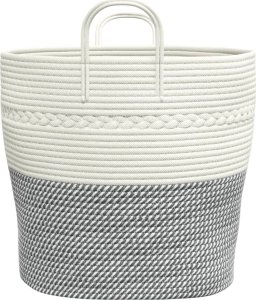 vidaXL vidaXL Kosz do przechowywania, szaro-biały, 43x38 cm, bawełna 5