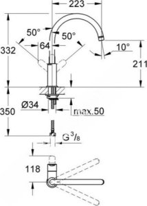 Bateria kuchenna Grohe Sink faucet GROHE QUICKFIX START LOOP, C-shaped spout, chrome, 31374001 11