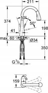 Bateria kuchenna Grohe Sink faucet GROHE QUICKFIX START LOOP, C-shaped spout, chrome, 31374001 3