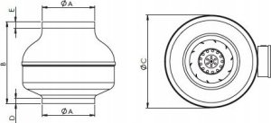 Vents Fan, high pressure VENTS VKMZ125 Centrifugal, in a steel case 3