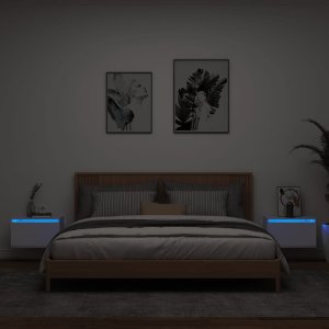 vidaXL vidaXL Wiszące szafki nocne z LED, 2 szt., białe 1