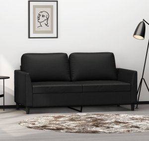 vidaXL 2-osobowa sofa, czarna, 140 cm, sztuczna skóra Lumarko! 1