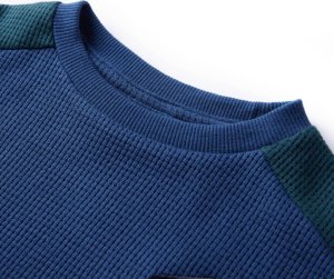 vidaXL Bluza dziecięca o fakturze wafla, nadruk krajobrazu, granatowa, 104 3