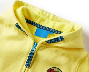 vidaXL Bluza dziecięca z kapturem i zapięciem na zamek, jasnożółta, 140 3