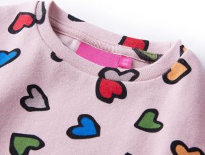 vidaXL Bluza dziecięca, nadruk w serca, różowa, 104 3