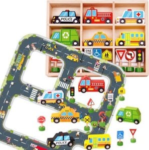 Tooky Toy Droga Autostrada Puzzle + Pojazdy Samochody Znaki Drogowe Lumarko! 1