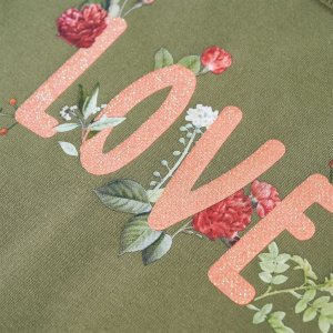 vidaXL Koszulka dziecięca z długimi rękawami i napisem Love, khaki, 116 4