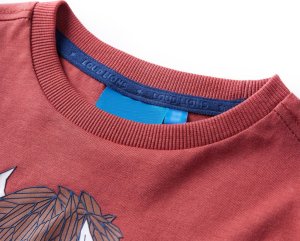 vidaXL Koszulka dziecięca z długimi rękawami, bizon, palona czerwień, 140 3