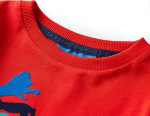 vidaXL Koszulka dziecięca z długimi rękawami, dzikie zwierzęta, czerwona, 104 3