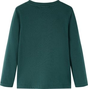 vidaXL Koszulka dziecięca z długimi rękawami, nadruk gór, ciemnozielona, 104 2
