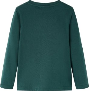 vidaXL Koszulka dziecięca z długimi rękawami, nadruk gór, ciemnozielona, 128 2