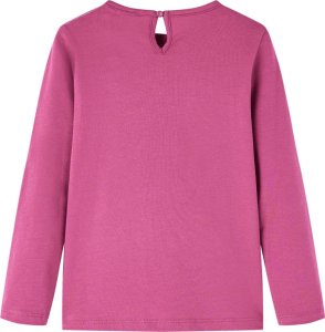 vidaXL Koszulka dziecięca z długimi rękawami, nadruk konia, malinowa, 92 2