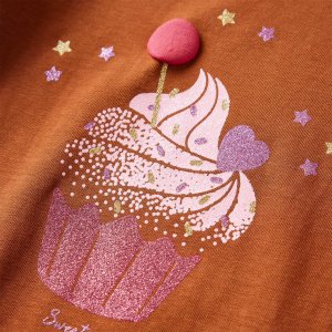 vidaXL Koszulka dziecięca z długimi rękawami, nadruk lodów, koniak, 92 4