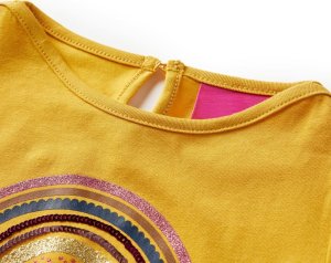 vidaXL Koszulka dziecięca z długimi rękawami, nadruk tęczy, ochra, 104 3