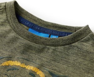 vidaXL Koszulka dziecięca z długimi rękawami, niedźwiedź, khaki melanż, 104 3