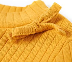 vidaXL Koszulka dziecięca z długimi rękawami, ochra, 104 4