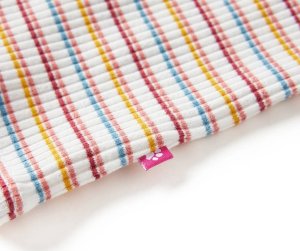 vidaXL Koszulka dziecięca z długimi rękawami, półgolf, w paski, ecru, 92 4