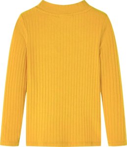 vidaXL Koszulka dziecięca z długimi rękawami, prążkowana, ciemna ochra, 128 2