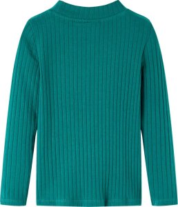 vidaXL Koszulka dziecięca z długimi rękawami, prążkowana, ciemnozielona, 104 2