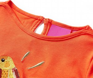 vidaXL Koszulka dziecięca z długimi rękawami, ptak, ciemnopomarańczowa, 128 3