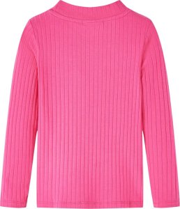 vidaXL Koszulka dziecięca z długimi rękawami, prążkowana, jaskrawy róż, 92 2