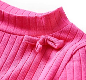 vidaXL Koszulka dziecięca z długimi rękawami, prążkowana, jaskrawy róż, 92 4