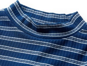 vidaXL Koszulka dziecięca z długimi rękawami, w paski, granatowa, 128 3