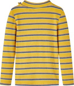 vidaXL Koszulka dziecięca z długimi rękawami, w paski, ochra, 140 2