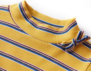 vidaXL Koszulka dziecięca z długimi rękawami, w paski, ochra, 140 3