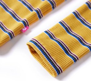 vidaXL Koszulka dziecięca z długimi rękawami, w paski, ochra, 140 5