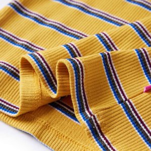 vidaXL Koszulka dziecięca z długimi rękawami, w paski, ochra, 140 6