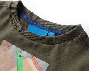 vidaXL Koszulka dziecięca z długimi rękawami, z deskorolkami, khaki, 104 3