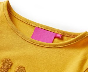 vidaXL Koszulka dziecięca z długimi rękawami, z jelonkiem, ciemna ochra, 140 3