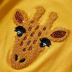 vidaXL Koszulka dziecięca z długimi rękawami, z jelonkiem, ciemna ochra, 140 4