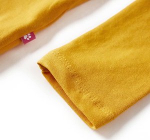 vidaXL Koszulka dziecięca z długimi rękawami, z jelonkiem, ciemna ochra, 140 5