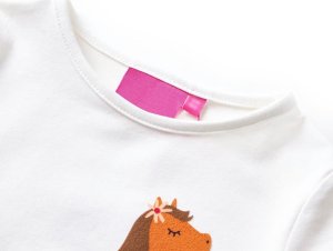 vidaXL Koszulka dziecięca z długimi rękawami, z konikiem, ecru, 104 3