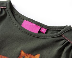 vidaXL Koszulka dziecięca z długimi rękawami, z kotem, khaki, 104 3
